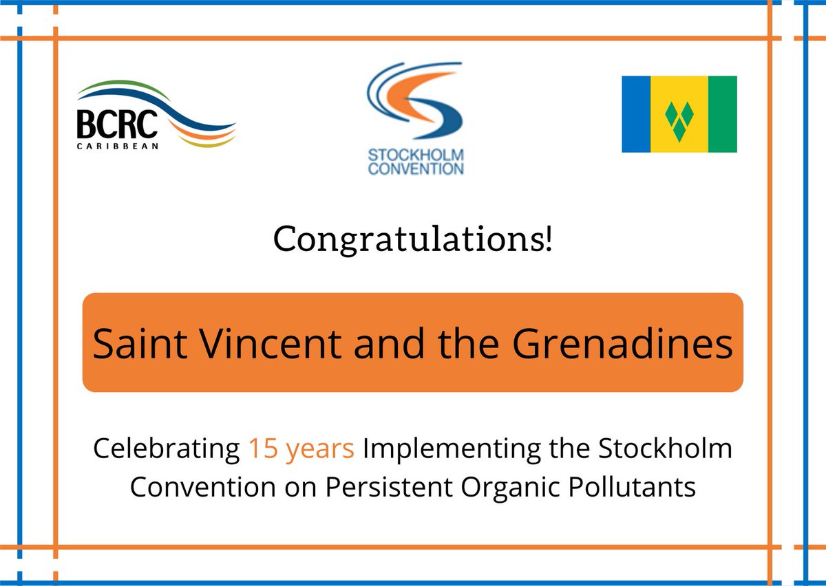 bcrccaribbean's tweet photo. The BCRC-Caribbean congratulates Saint Vincent and the Grenadines on 15 years of implementing the Stockholm Convention on Persistent Organic Pollutants!
#StopThePOPs https://t.co/yhWmabDlOe