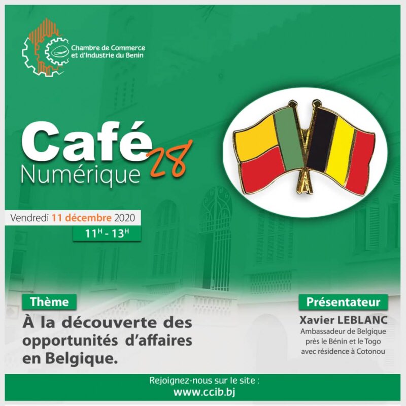 XavierLeblanc16's tweet photo. J’ai échangé @ccibenin (Chambre de Commerce et d'Industrie 🇧🇯) sur le thème des opportunités d’affaires avec la 🇧🇪 en compagnie d’opérateurs et d’institutions béninois et belges, tant en présentiel à Cotonou qu’en visioconférence avec Bruxelles, d’autres villes belges et Abidjan. https://t.co/6kLdfqhrVu