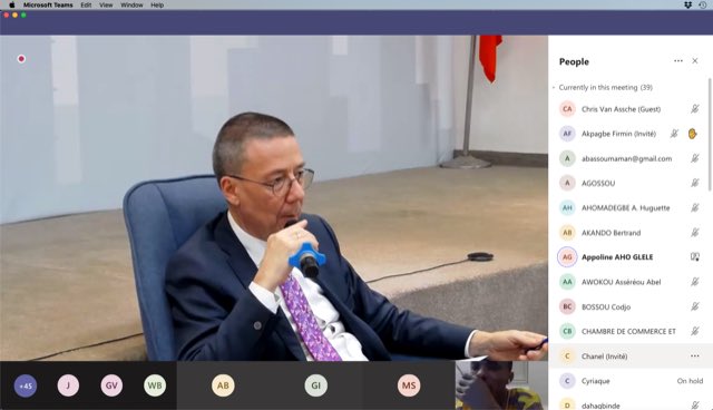 XavierLeblanc16's tweet photo. J’ai échangé @ccibenin (Chambre de Commerce et d'Industrie 🇧🇯) sur le thème des opportunités d’affaires avec la 🇧🇪 en compagnie d’opérateurs et d’institutions béninois et belges, tant en présentiel à Cotonou qu’en visioconférence avec Bruxelles, d’autres villes belges et Abidjan. https://t.co/6kLdfqhrVu