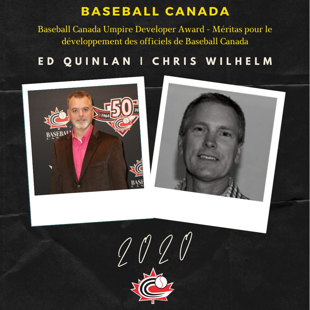 baseballcanada's tweet photo. Congratulations to Ed Quinlan and Chris Wilhelm, winners of our 2020 Baseball Canada Umpire Developer Award!
MORE ➡️ https://t.co/3Jp8C6NXxP
🇨🇦⚾️ https://t.co/tgnVApCkKF