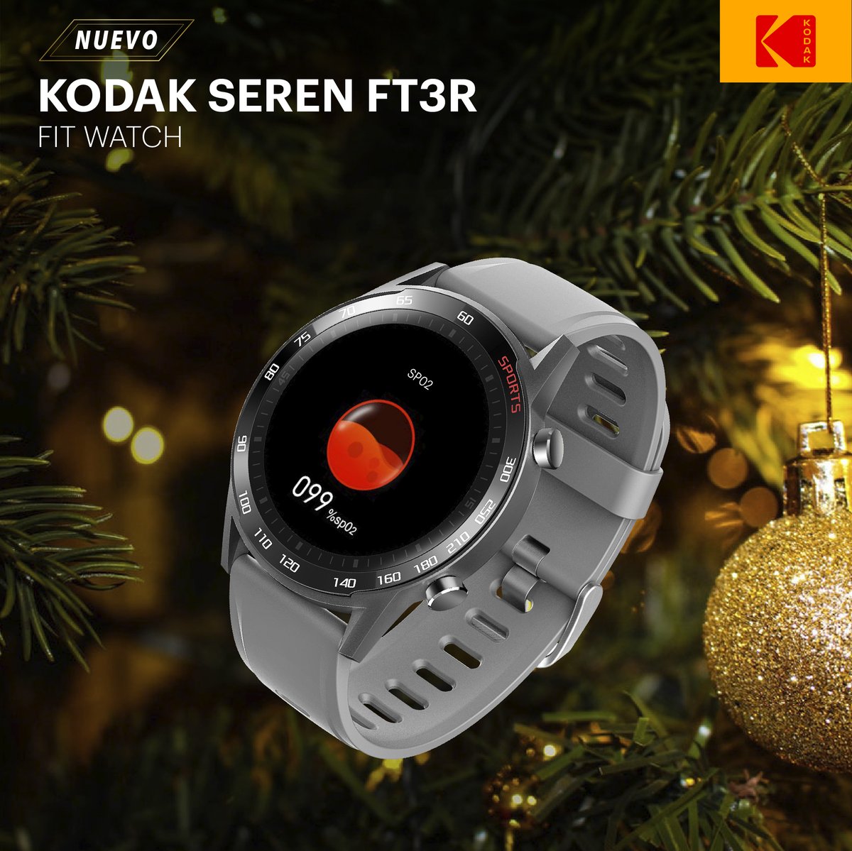 Smartwatch Kodak FT3R con Medidor de Temperatura y Extensible Gris/Rosa