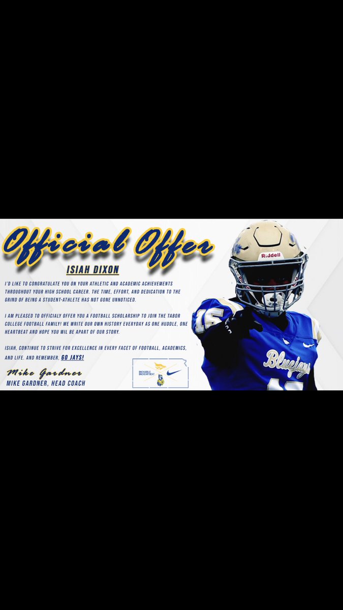 IsiahDixon7's tweet photo. Thankful to receive an offer from Tabor College❕@Tabor_Football @CoachZReed https://t.co/I5D1Z21Dks
