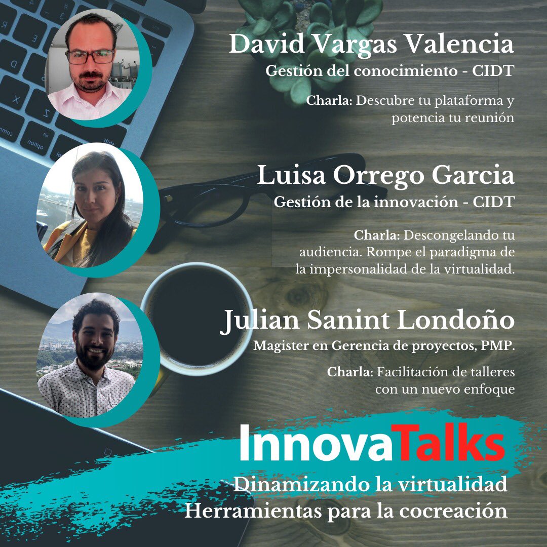 Lui_OG's tweet photo. No te pierdas nuestro último innovatalks del año. “Dinamizando la virtualidad. Herramientas para la cocreación” Entrada libre. Previa inscripción 👉🏼https://t.co/13o2jg4hOd @CIDTPereira @vivianabarney @UTPereira #InnovationForEveryone https://t.co/WPJyd6hoVO