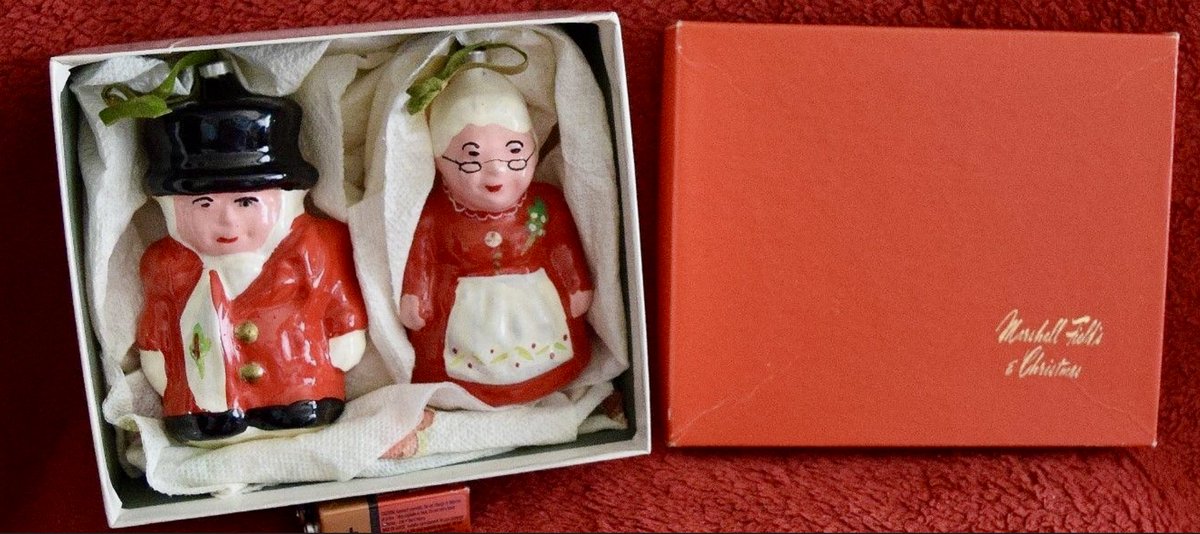 PeteKastanes's tweet photo. Here are two ornaments of Uncle Mistletoe and Aunt Holly from Marshall Fields Department Store in Chicago. https://t.co/gDV4lcmYyq