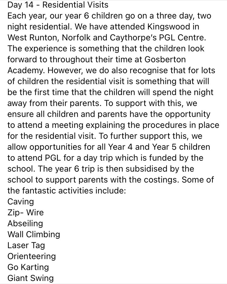 GosbertonAcad's tweet photo. Day 13 (albeit it a day late) and Day 14 have been posted on Facebook, looking at our school trips and residential experiences. #TripsAndVisits #MakingEveryTripCount #ExperiencesAwayFromSchool https://t.co/3lVjJaeLNC
