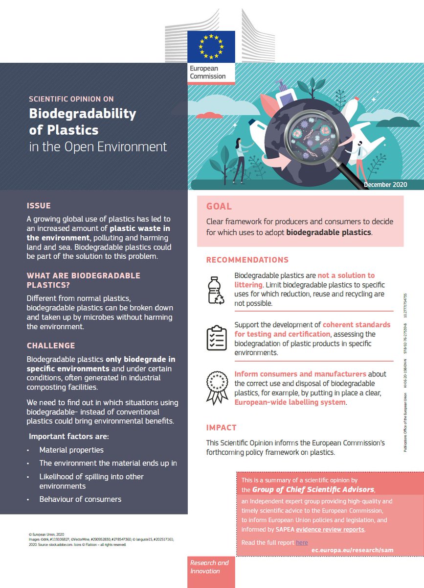 Want to know more? You can find the  @SAPEAnews evidence review, policy recommendations and scientific opinion reports here:  https://www.sapea.info/topics/biodegradability-of-plastics/ (10/10)