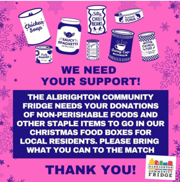 DHFC_Community's tweet photo. Tomorrow evening at @DulwichHamletFC's home match against @cheshuntfcscore, we are collecting non perishable food and other staple items for The Albrighton Centre. Donations will be used in Christmas food boxes for local residents.

Full details ⬇️

https://t.co/4mRHj5ZYKi https://t.co/jLqp14C2zO