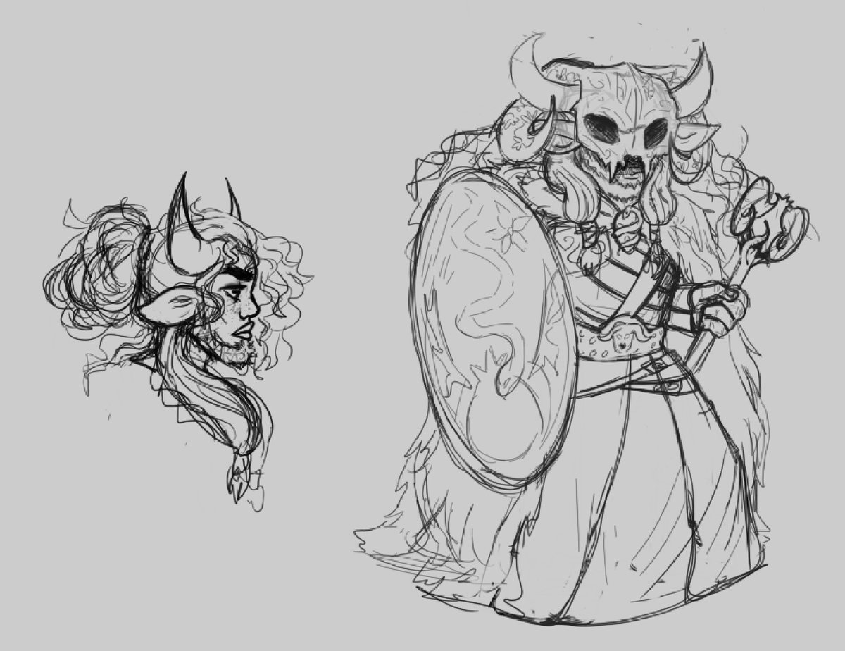 FloorferA's tweet photo. A sketch of a character I made for a oneshot #sketch #drawing #art #dndart #dnd #gravecleric #drawf #tiefling #dndoc #ocart #cleric #digitalart #digitalartwork #DnDcharacter #originalcharacter #characterdesign https://t.co/V9WTR2c7I9