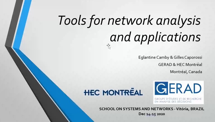 SchoolSysNet's tweet photo. Gilles Caporossi (GERAD &amp; HEC Montréal) and Eglantine Camby (GERAD &amp; Université Libre de Bruxelles)), presents the tutorial “Tools for network analysis and applications”.

Now on: https://t.co/NcwtJ1USn7

#SSN2020 #systems #networks #iot @ufesoficial @niclabscl @LabtelUfes https://t.co/IGkFMnjgXb