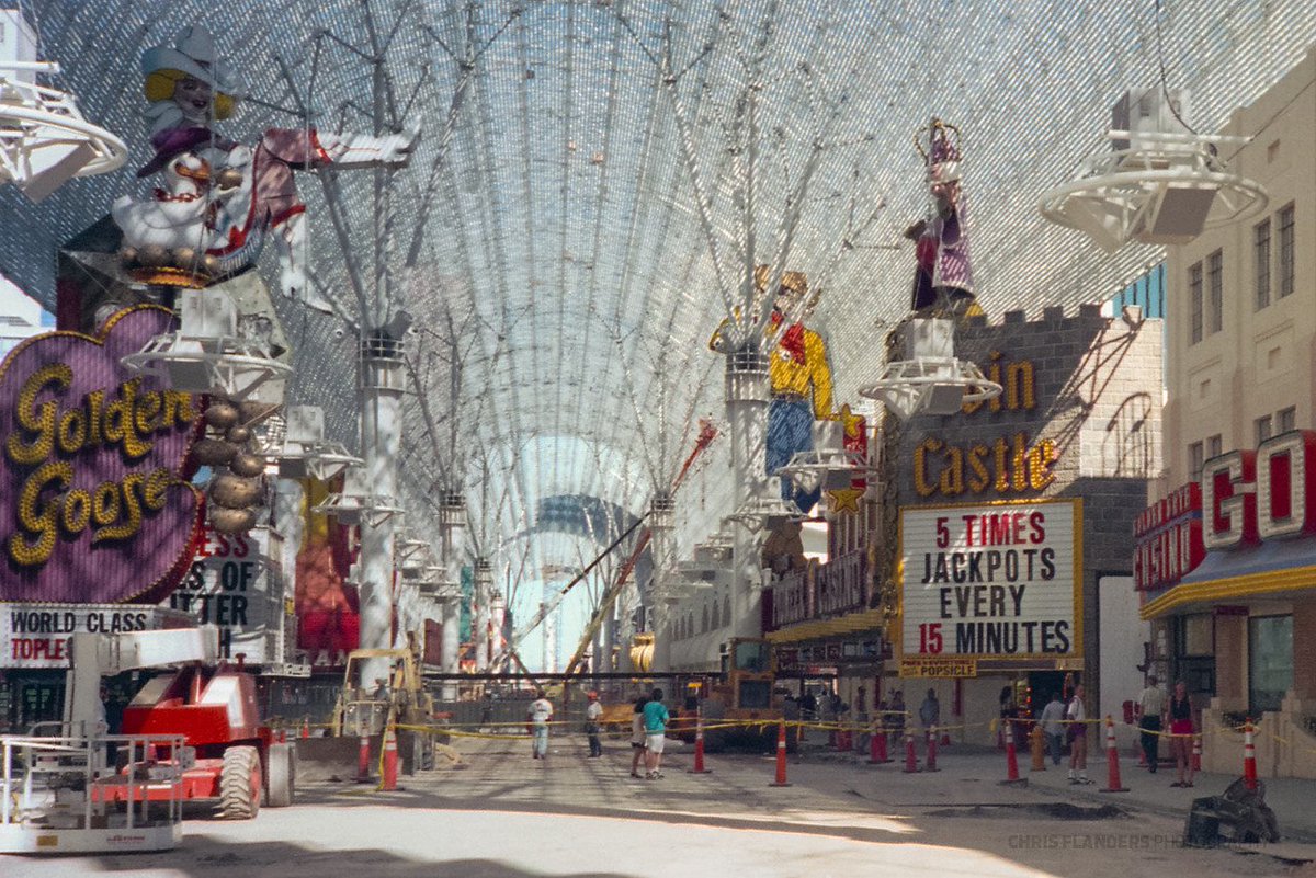 Fremont Street Experience opened on this day 25 years ago, Dec. 14, 1995. Construction photo by Chris Flanders, Summer '95-