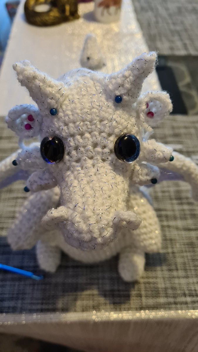 AndieGurumi's tweet photo. I've added her nostrils now 😁
Now she is absolutely done now ✔

Yay!!!!!!!! 🎉🐲🎉🐲🎉🐲

My baby is done 🥰🥰🥰🥰🥰🥰

 #crochet #amigurumi #gem #sparkle #dragon #gemstone #nose #nostrils https://t.co/08yKZpkLH0