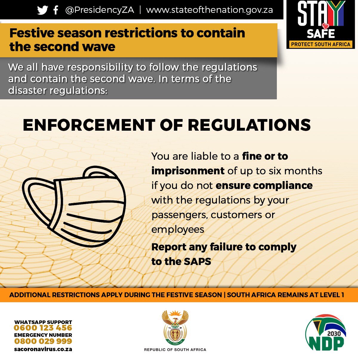 You are liable to a fine or imprisonment of up to six months if you do not ensure compliance with the regulations by your passengers, customers or employees #COVID19