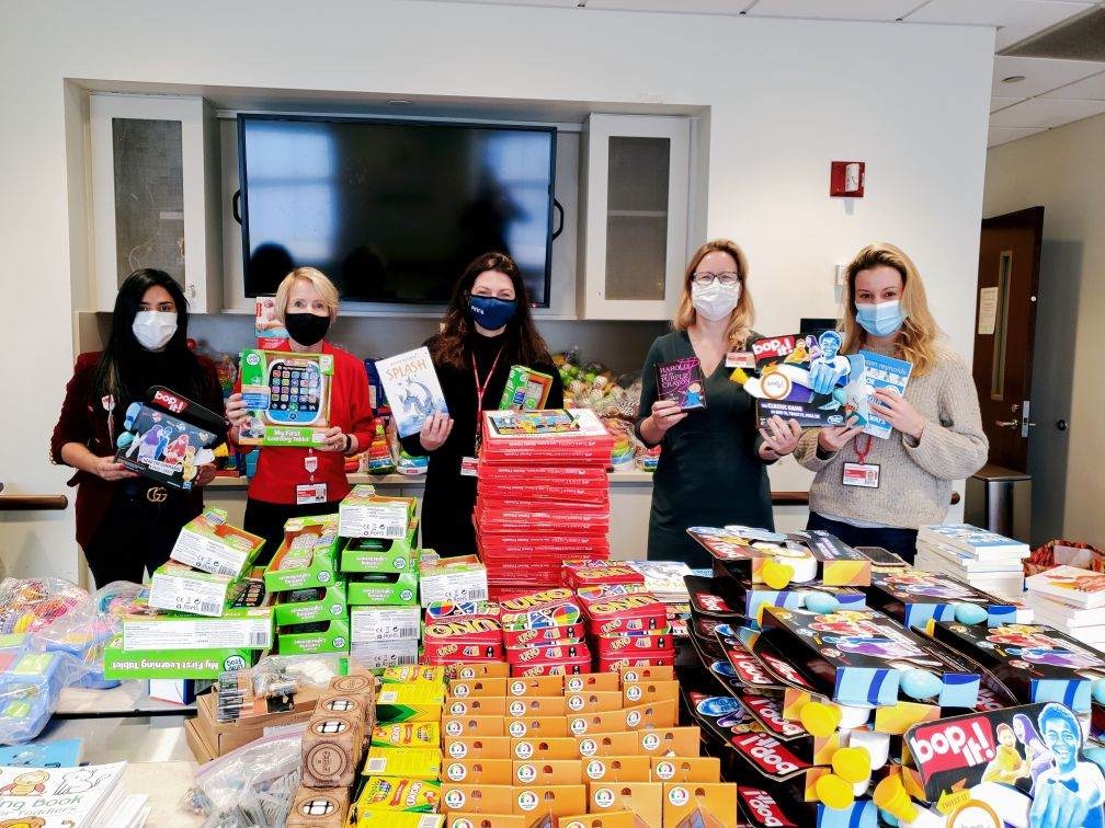 Spreading cheer at our affiliate, <a href="/nyphospital/">NewYork-Presbyterian</a> Komansky Children's Hospital! The KCH Family Advisory Council &amp; Child Life Services team created &amp; delivered holiday gift bags of donated toys, games &amp; books to pediatric patients of all ages! #childrenshospital #ThankYou