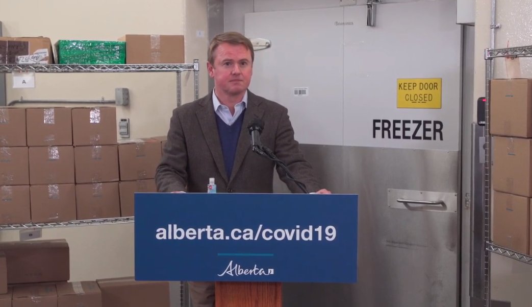 In addition, we expect to see the  @moderna_tx vaccine to arrive in Alberta soon. This vaccine has not yet received Health Canada approval. Once approved, they can be transported, making it easier to immunize long-term care residents and others at risk. 4/6