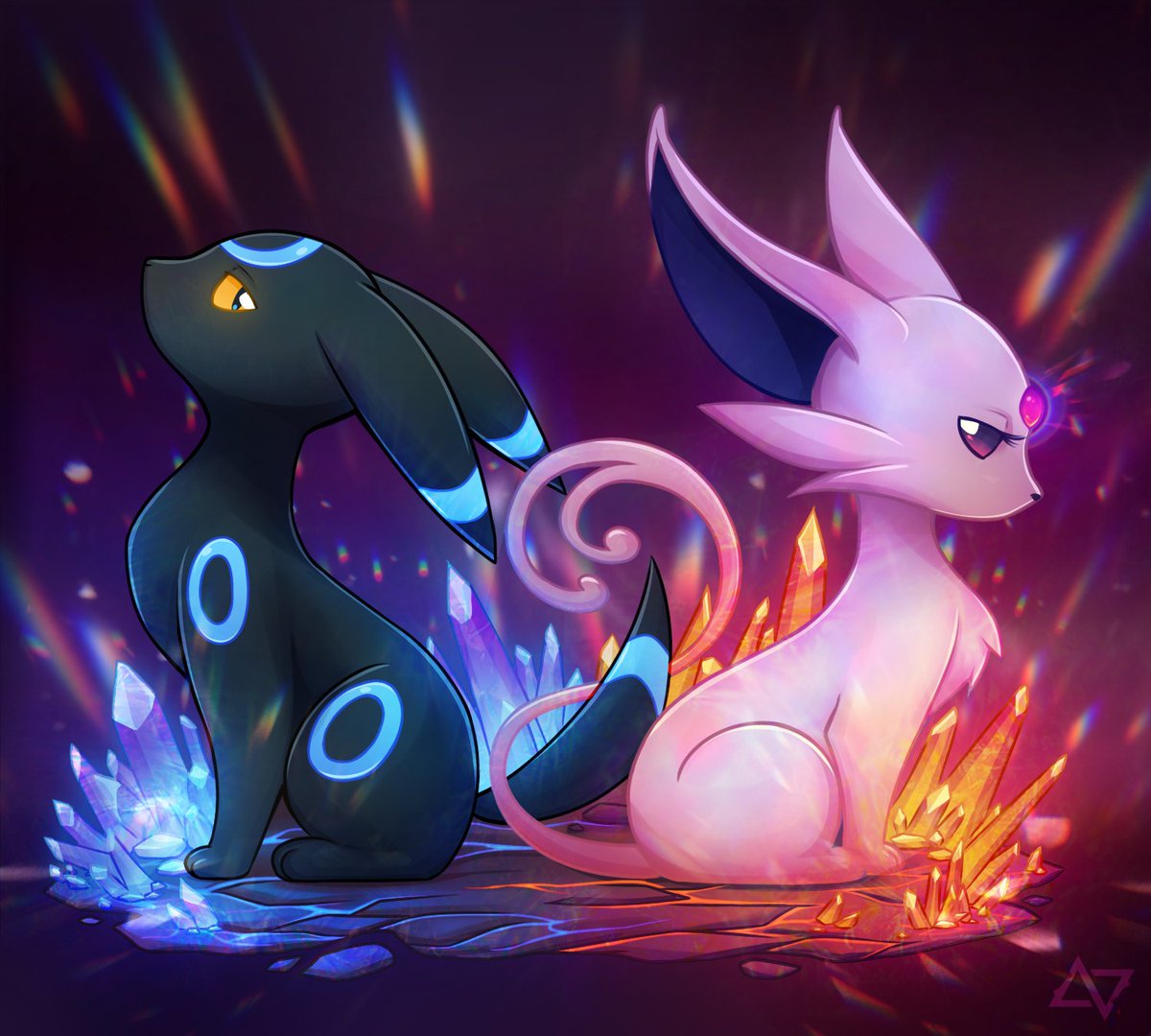 Christmas Commission of a Shiny Umbreon and Espeon~ ♥️ #Pokemon, image size:1200x1080