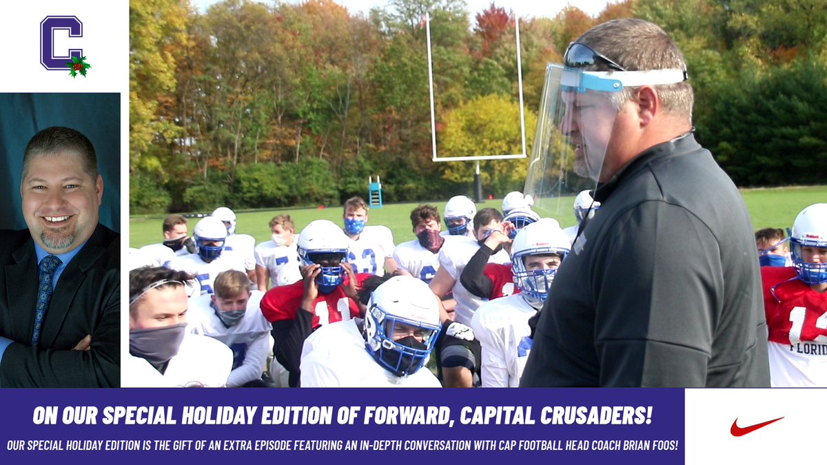 cap_athletics's tweet photo. Tomorrow we are bringing some holiday cheer with an early gift, an extra episode of #ForwardCapCrusaders!
Tuesday AM, you'll get an special edition of the AD Update with @CoachDjeffers >> PLUS << our first in-depth conversation w/ head @CapitalU_FB coach, @CoachFoos !! #CapFam https://t.co/pNA9LkXRXQ