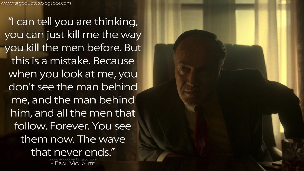 FargoQuotes's tweet photo. #EbalViolante: I can tell you are thinking, you can just kill me the way you kill the men before. But this is a mistake. Because when you look at me, you don't see the man behind me...
https://t.co/bq8NbMjL4z
#Fargo #FargoFX #FargoS4 #Fargo4 #FargoQuotes https://t.co/IQOoc1Txec