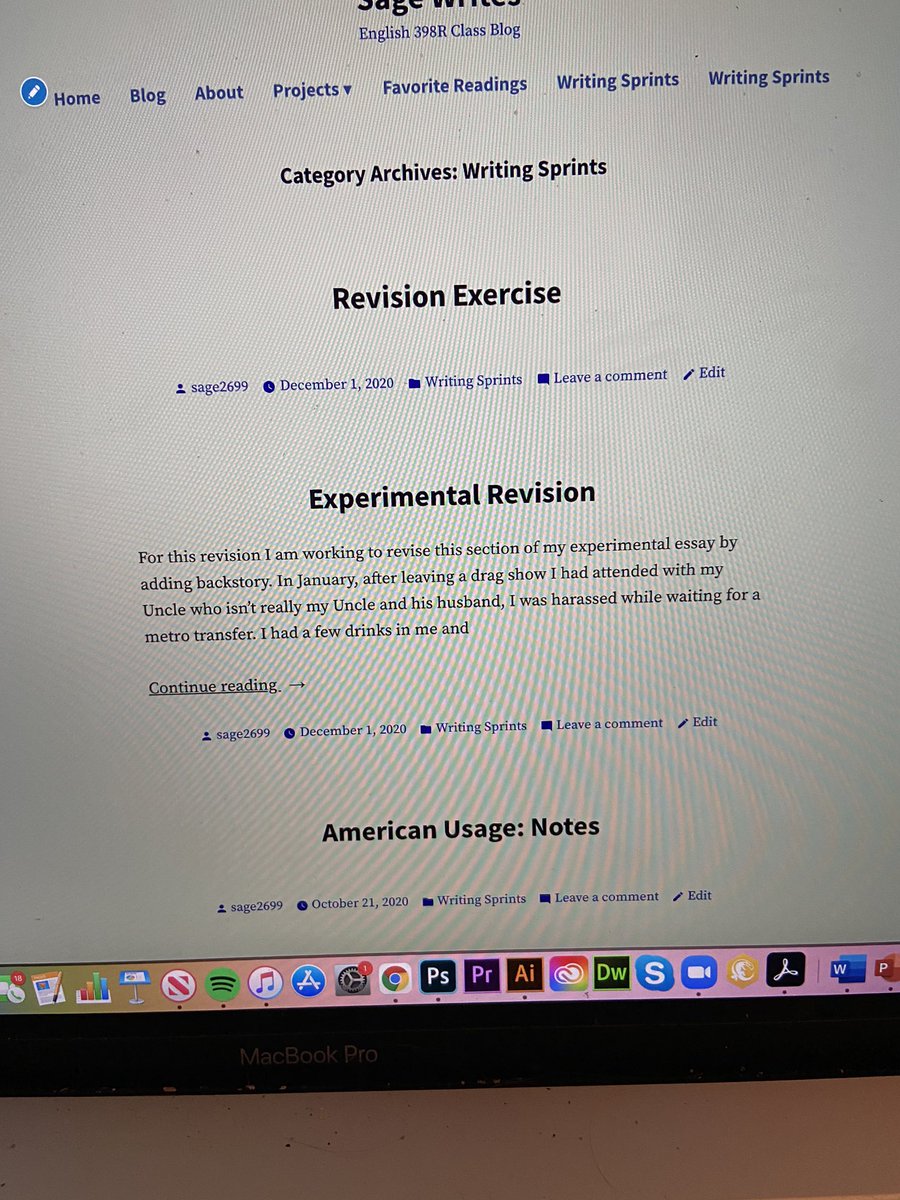 sagedoesschool's tweet photo. #engl398r guys. I finally got it to display writing sprints under the writing sprints tab. I could cry. https://t.co/mHCpgZoeBr