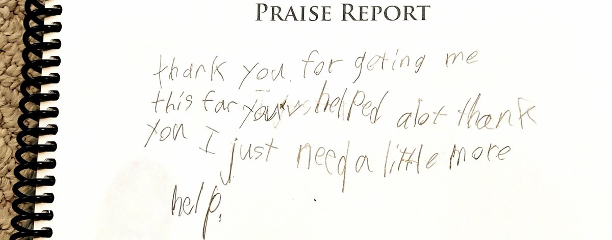 ElizabethCDrury's tweet photo. Found this jewel in some papers from the boys' elementary years. I think it sums up my own feelings perfectly. I bet you can relate. 😊❤️

"Thank you for geting me this far. You've helped me alot. Thank you. I just need a little more help" 
#2020life #Prayer https://t.co/07UUlIx3aG