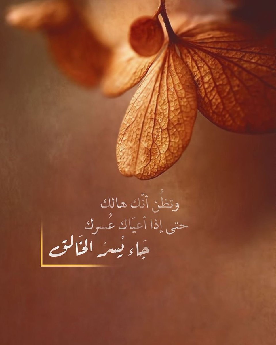 🍂🧡
وتَظن أنّك هالك
حتى إذا أعياك عُسرك
جَاء يُسر الخَالق🧡✨

#تصبحون على خير 🌟🍂

#الوتر 
#اسطول_زعماء_تويتر 
#قروب_الصافي_للدعم 
#قروبات_المطانيخ 
#مملكة_الهوامير_للدعم 
#طيف_الخير_للدعم 
#ستار_تويتر_Gp
