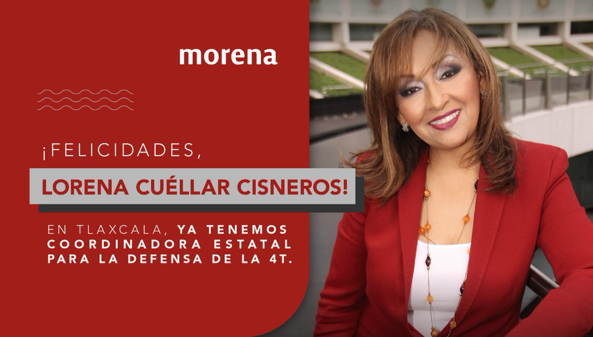 Felicitamos a @LorenaCuellar, quien ganó la encuesta en Tlaxcala y se convierte en la coordinadora estatal para la defensa de la #4T. fb.watch/2nu4Xf7kAx/