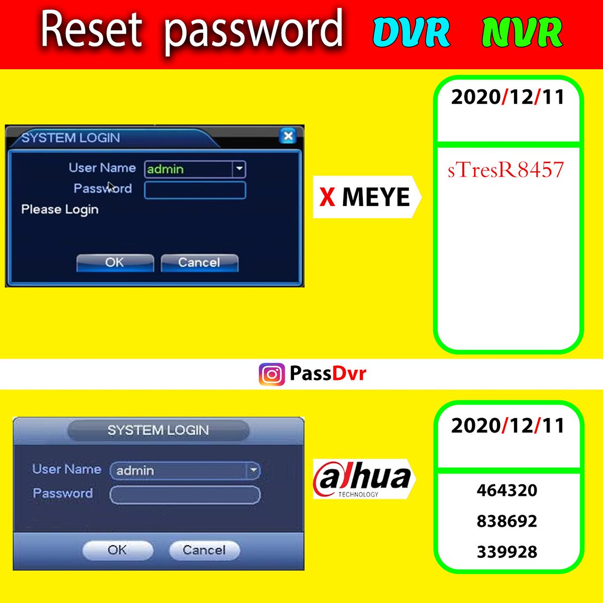 passdvr's tweet photo. Send me a message to get the password of other dates or other models directly

#dvr #nvr #password
#superpassword #reset #reset_password #resetpassword
#security #system #security_system #camera #cctv #cctvcamera #cctv_camera #hikvision #dahua #ip #ipcamera #cctvcamera #bms https://t.co/tKd7a7OLFl