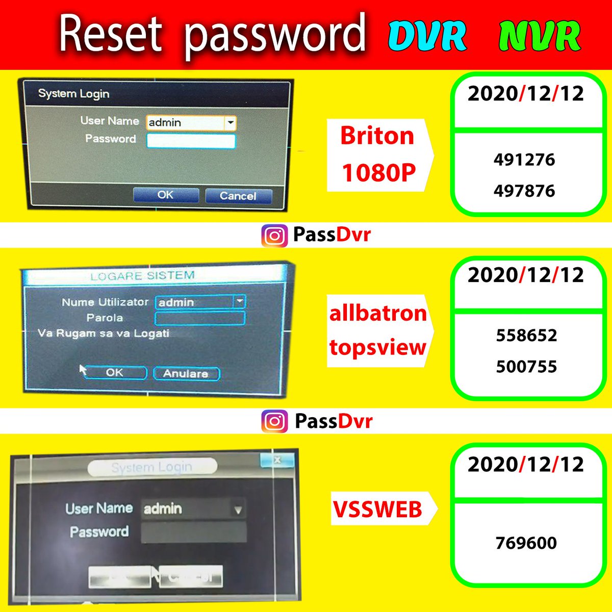 passdvr's tweet photo. Send me a message to get the password of other dates or other models directly

#dvr #nvr #password
#superpassword #reset #reset_password #resetpassword
#security #system #security_system #camera #cctv #cctvcamera #cctv_camera #hikvision #dahua #ip #ipcamera #cctvcamera #bms https://t.co/rXzOWznNuS