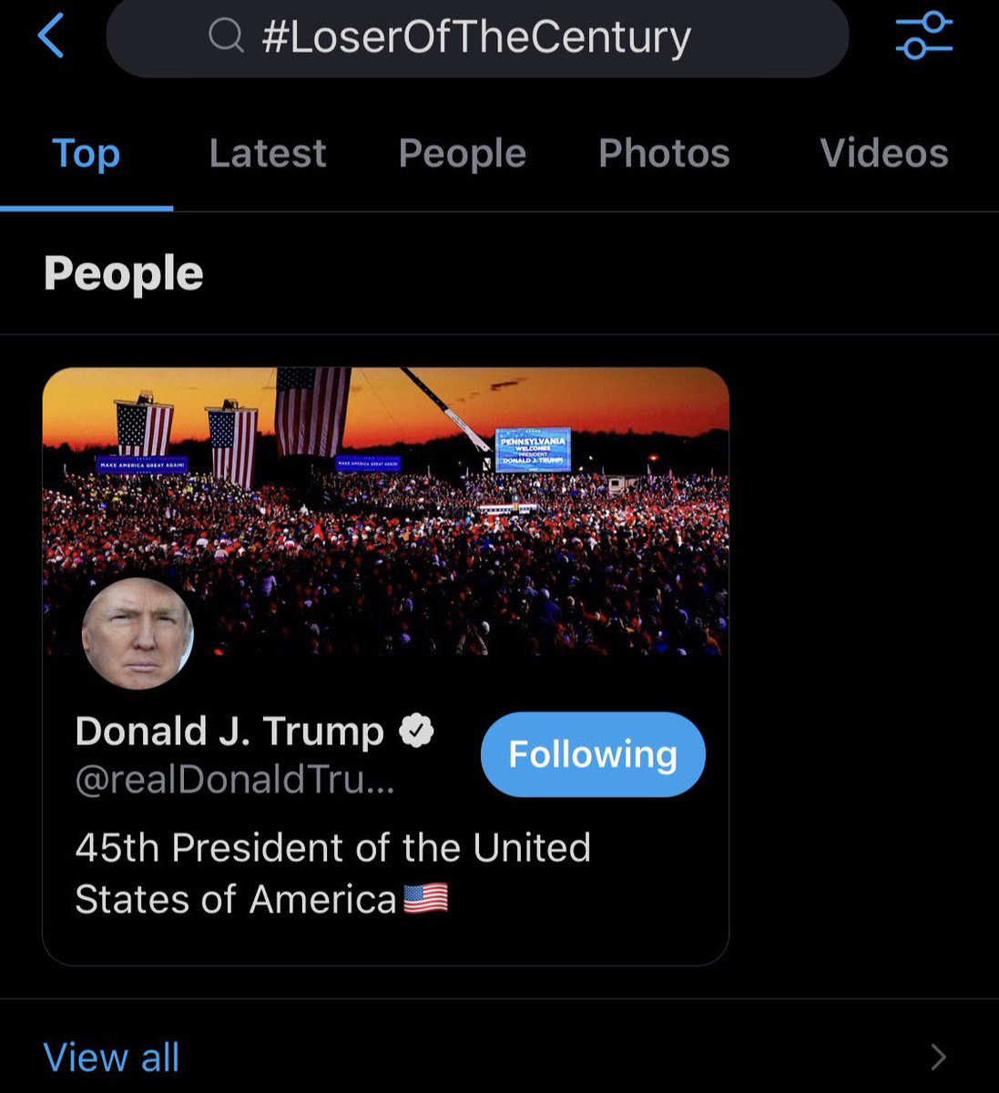 Ojeda4America's tweet photo. Everyone...type in the search box #loserofthecentury.  It’s definitely worth a good laugh.....and actually factual! https://t.co/vL2eOlAoH1
