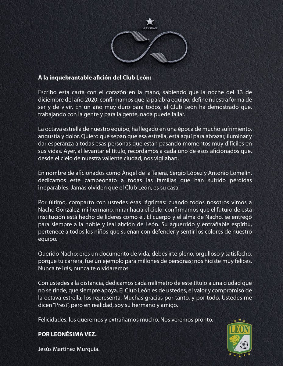 jmartinez_leon's tweet photo. A la inquebrantable afición del Club León https://t.co/sUmbNoBbc1