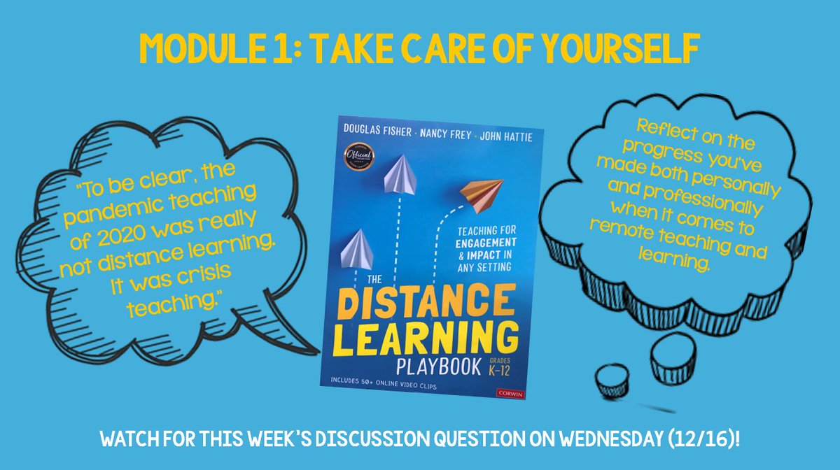 WPSAVID's tweet photo. This week we'll be discussing Module 1: Take Care of Yourself in The Distance Learning Playbook. Be watching @WPSAVID for the discussion question on Wednesday (12/16)! #WPSAVIDBookChat https://t.co/9Bf2udXeq8