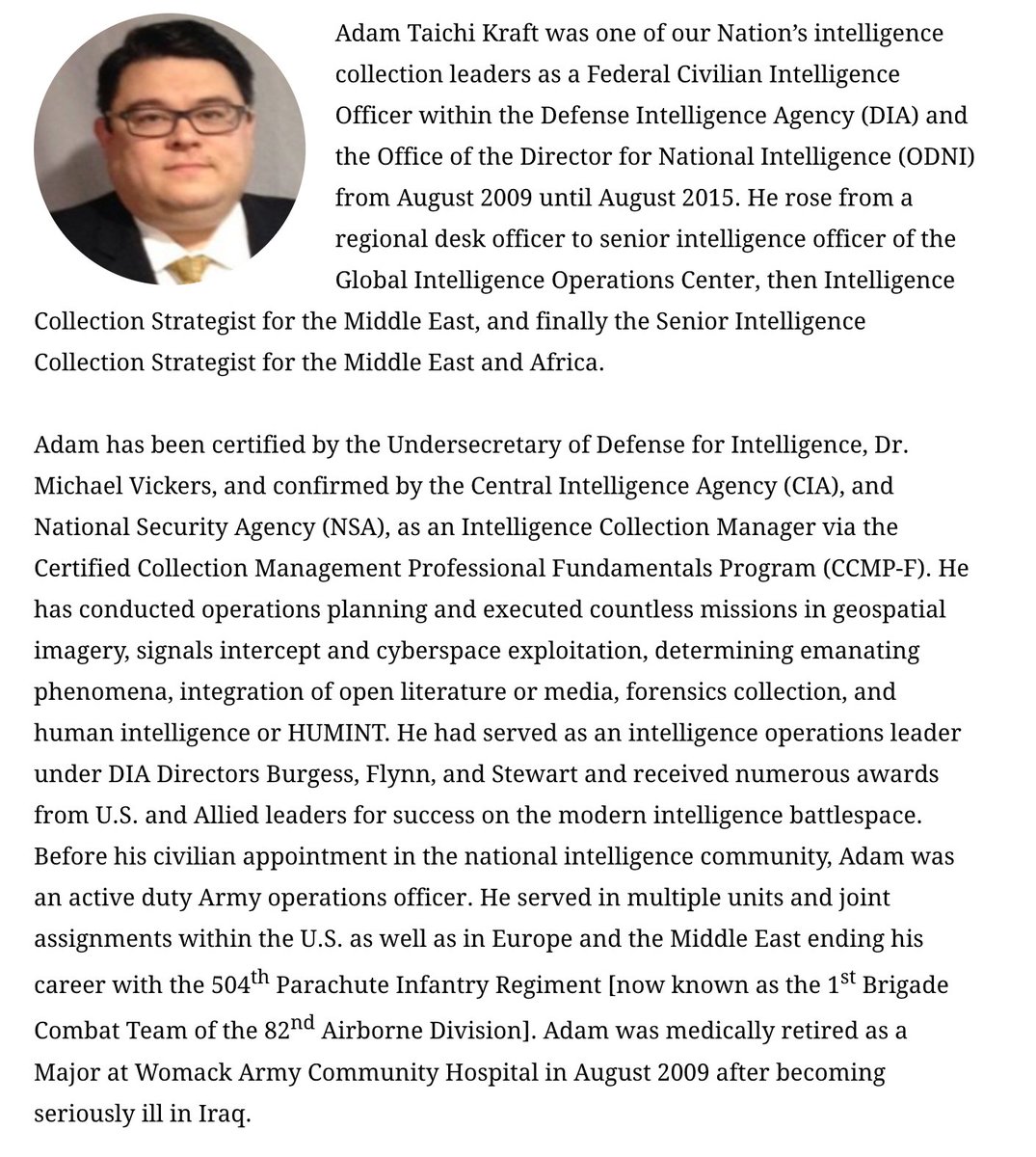 UPDATE: I said that Dallas' "Allied Security Operations Group"—behind the disinformation-fueled attack on Michigan's certification for Biden—would be traced to Flynn.Well, one of the men who headed it until days ago "served as an intelligence operations leader under DIA Flynn."