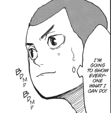 With the combined stress of expectations on himself (and hinted, external ones maybe familial pressure as well), we see Hirugami grow so fast before our eyes. He obsesses with playing volleyball "right" even at the expense of his happiness. The light literally leaves his eyes