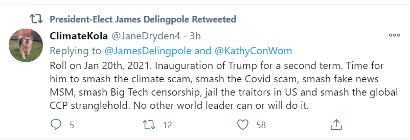 A willingness to accept the result on Jan 20th may be the election 2020 issue on which James Delingpole outflanks Maajid Nawaz. (Though Delingpole appears ever more confident of Trump being inaugurated, so may not be considering the hypothesis of Presiden Biden at all)