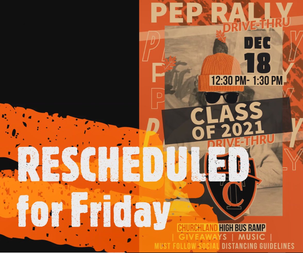 GoCHSTruckers's tweet photo. 🚨 Due to anticipated bad weather on Wednesday, our senior drive-thru pep rally is now scheduled for Friday between 12:30-1:30.  Hope to see everyone FRIDAY! #AlwaysReppin 🧡🖤 https://t.co/L4RRoCaUut