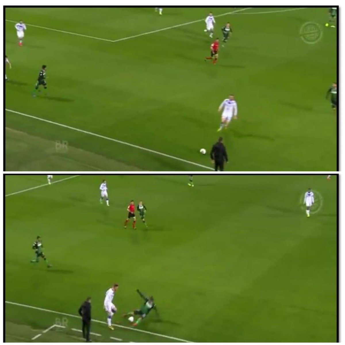 Here we can see as soon as the Brescia midfielder took a heavy touch, Locatelli pounced onto the opportunity and proceeded to make a tackle, clearing the imminent danger and also stopping the opponent’s transition.