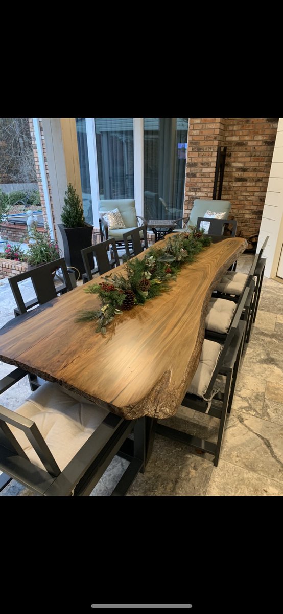 Check out this super cool table we just finished . It’s a double barrel slab which was ax cut on the end that forked so we built a mould around the end and filled it with epoxy .  #logging  #swamplogging #rivertable #cypress #sinkercypress #sawmill #liveedge #liveedgewood