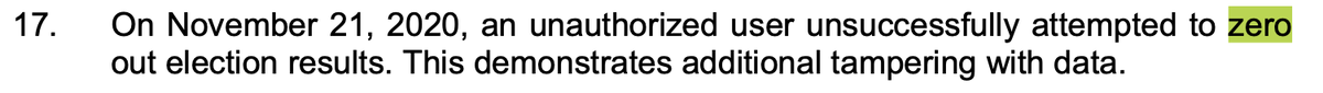 That excerpt is from their report, and their interpretation is that it means someone tried to "zero out" election results. This is wrong. Let's break down what "Id:3168 EmsLogger - There is no permission to {0} - Project: User: Thread: 189" really means