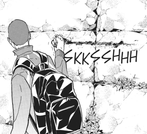 tw self-harm //Because he doesn't see his own team and only sees himself and his mistakes, Hirugami has backed himself into a corner. He's almost disassociated from his own sense of self in his depressed state, blaming his hands (like it's a person.) He physically harms himself