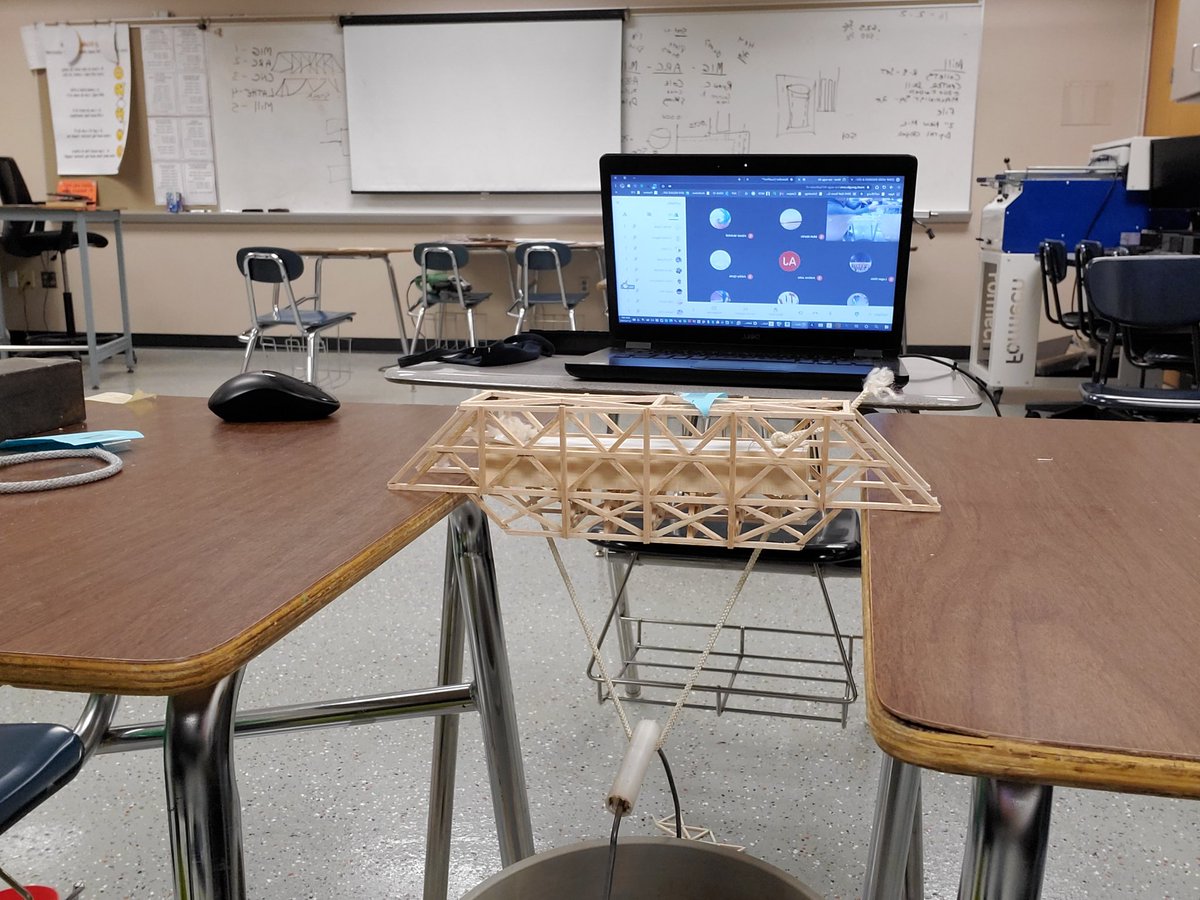 ERHS CADD students design and build truss bridges using OnShape. They get to watch their bridge being tested on Google Meets during distance learning class.
#ERHSCADD
#OnShape