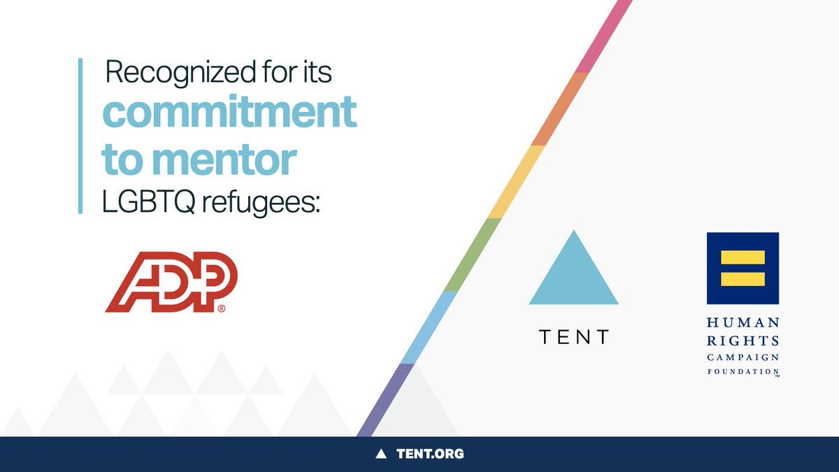 TentOrg's tweet photo. Welcome to Tent, @ADP!
Demonstrating a commitment to support and include #refugees, ADP will provide mentorship to 50 LGBTQ refugees in Los Angeles, NYC, & Toronto over the next 3 years. π³οΈβπ π€ π³οΈβπ
#MentorshipMatters #WelcomeToTent https://t.co/RqKbjwxVix https://t.co/Dv8qmh1Ohs