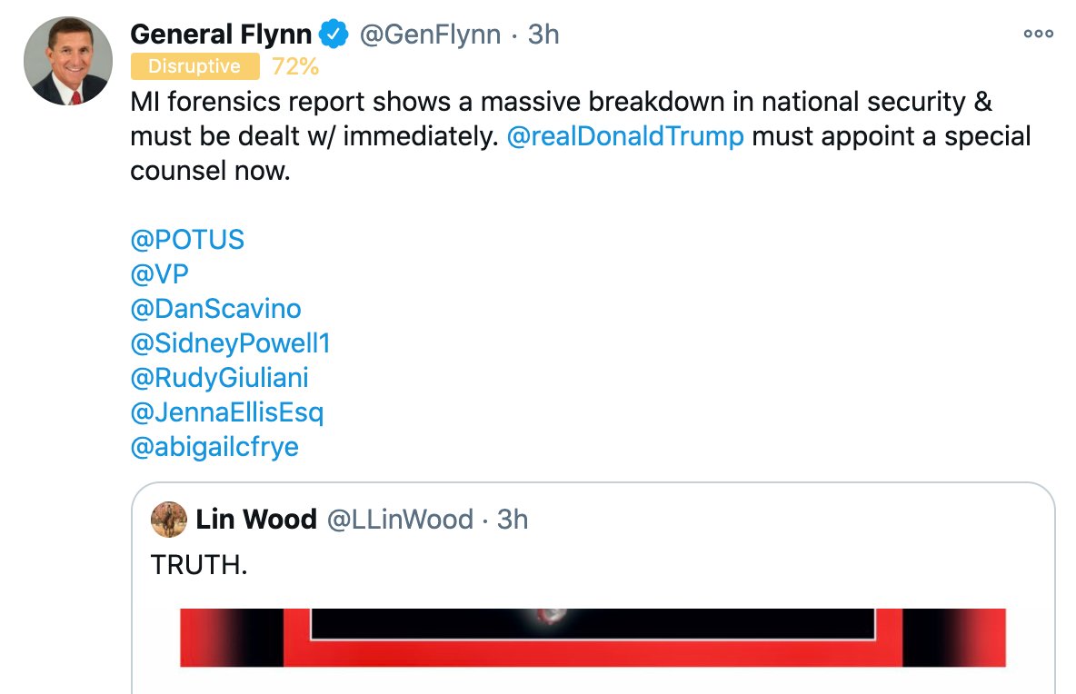 PS6: And what is Michael Flynn tweeting about obsessively at the very moment Donald Trump—his possible co-conspirator in a federal bribery case—is tweeting about the Flynn-connected "Allied Security Operations Group" case in Michigan? You guessed it: the very same Trumpist fraud.