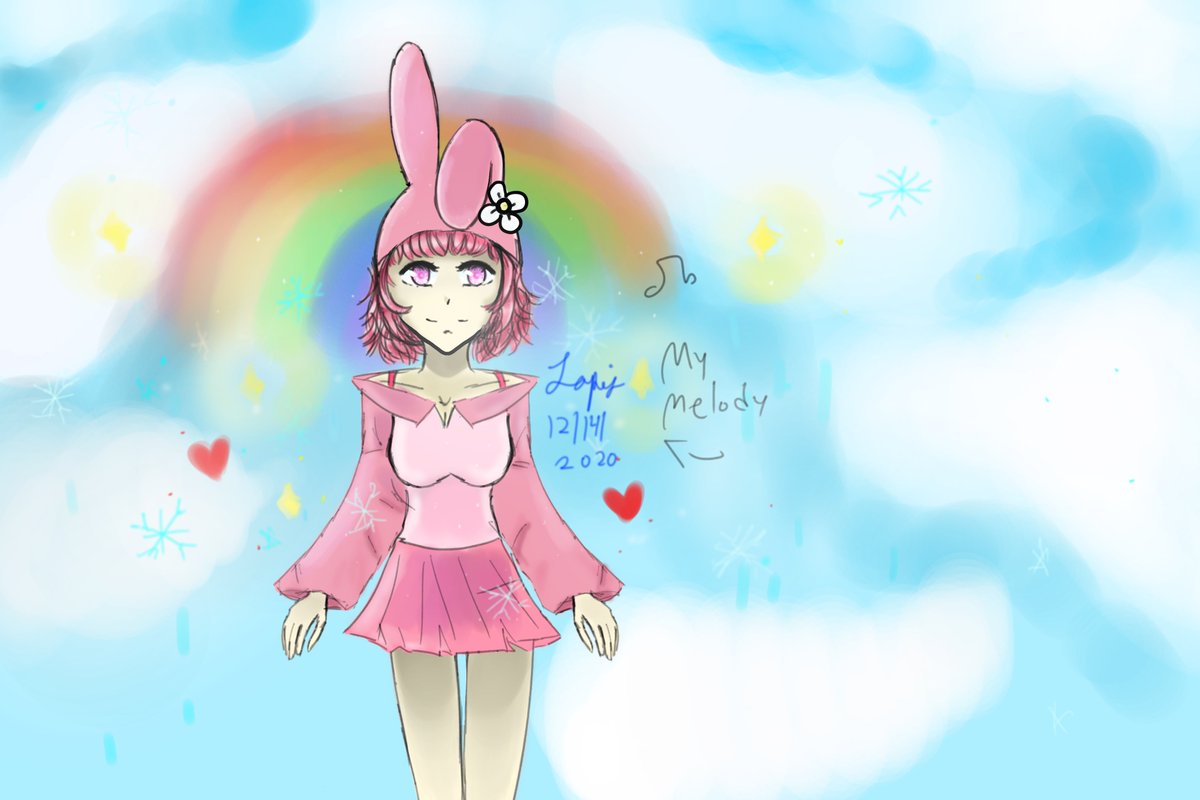 LapisTheWolf's tweet photo. I drew MyMelody as an anime girl! #artist #art #ArtistOnTwitter #anime #animeart #animeartist #artwork #cute #daisy #mymelody #melody #mymelodyart #mymelodyfanart #HelloKitty #hellokittyfriendss #AnimeArt #animegirl #cuteanime #kawaii #clouds https://t.co/HVOrQhzEFU