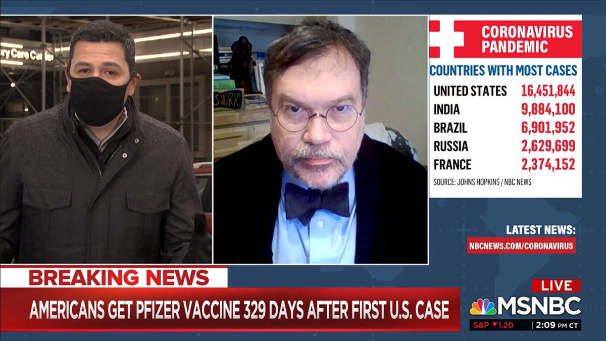 Many thanks ⁦ @AymanM⁩ hosting me ⁦ @MSNBC⁩ on this first full day of  #covid19 vaccination in America. I explained why the Pfizer-BioNTech vaccine is both effect and safe and = the culmination of 17 years of R&D from a community of CoV virologists including our group