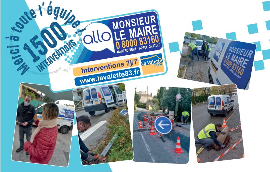 1500 ème mission d’Allo Monsieur le Maire : plus de proximité avec les Valettois - un meilleur cadre de vie. 
<a href="/lavalette83160/">Ville de La Valette-du-Var</a>
