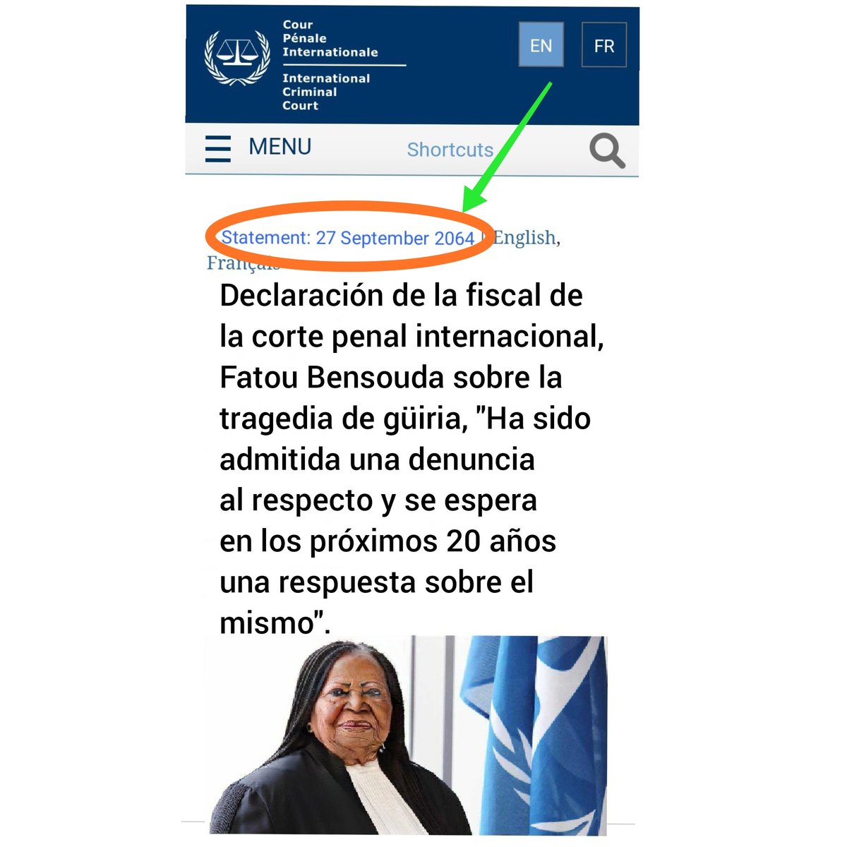 ororindo's tweet photo. @maibortpetit Vengo del futuro... Y esto no les gustará... (Presten atención a la fecha) #fatoubensouda https://t.co/1OBaVSoUlK
