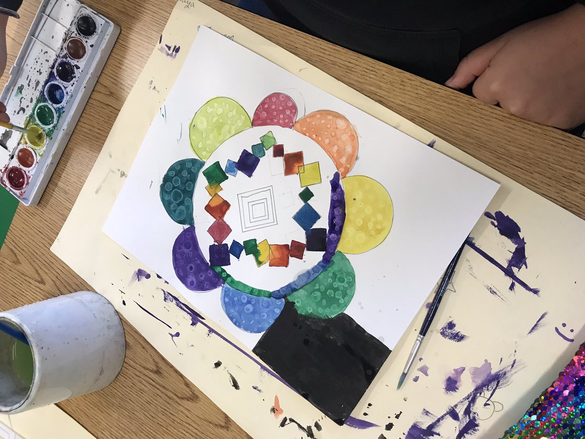 tab_tabi_tabber's tweet photo. 5th Grade and Various Virtual Grades have learned about a “surprise supply��� that they can use to add interesting detail and texture to their artwork ... Hand Sanitizer! https://t.co/36rjXs0w0M