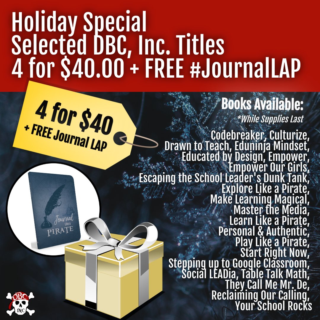 dbc_inc's tweet image. This deal is🔥!
We are running a HOLIDAY SPECIAL of 4 books for $40...plus a free #JournalLAP!!! 
21 titles to choose from currently--while supplies last!

daveburgessconsulting.com/special-offer/ 

#tlap #LeadLAP #dbcincbooks @burgessdave @burgess_shelley @TaraMartinEDU @JayBilly2 @iluveducating