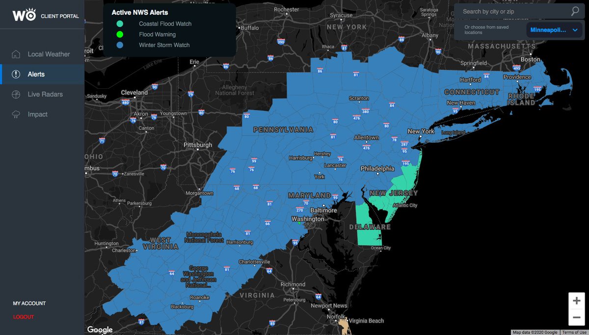 Winter Storm Watches have expanded this afternoon to include a large portion of southern New England..

The watch for New York City now details 8-14" of snowfall along with wind gusts as high as 50 mph.

This weeks high-impact event is setting up to be a classic nor'easter.