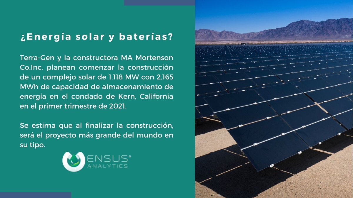 ensus_analytics's tweet photo. Descubre cuál es el proyecto de energía solar y baterías más grande del mundo en: https://t.co/0cdtTH7nzh
#solarenergy #California #MedioAmbiente https://t.co/tk7fZcSzgm