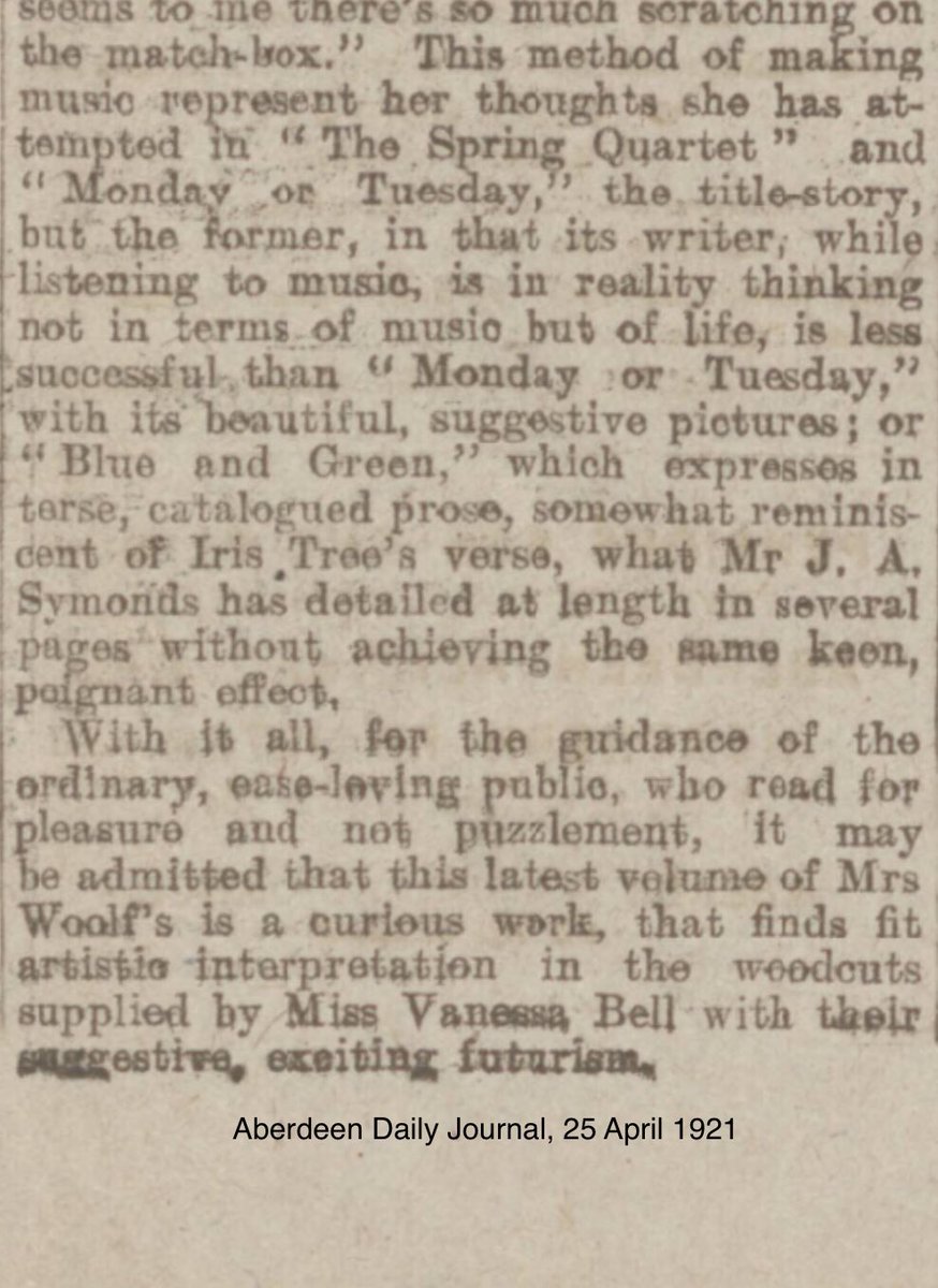 VWoolfStatue's tweet photo. We love this from the Aberdeen Journal in 1921.
#virginiawoolf #thevoyageout #nightandday #mondayortuesday #womenwriters #writingcommunity https://t.co/JXJSFqtWH2
